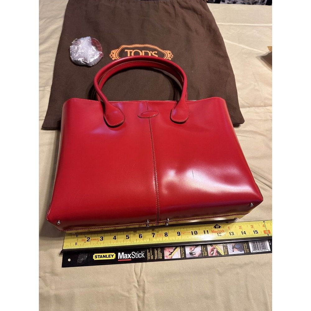 Tod's Red Leather Large Square Zip Double Handle and Shoulder Strap NEW!